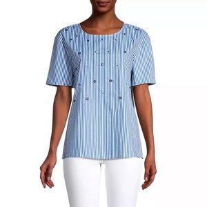 [WEEKEND MAX MARA] Bolivar Seersucker Embellished Top